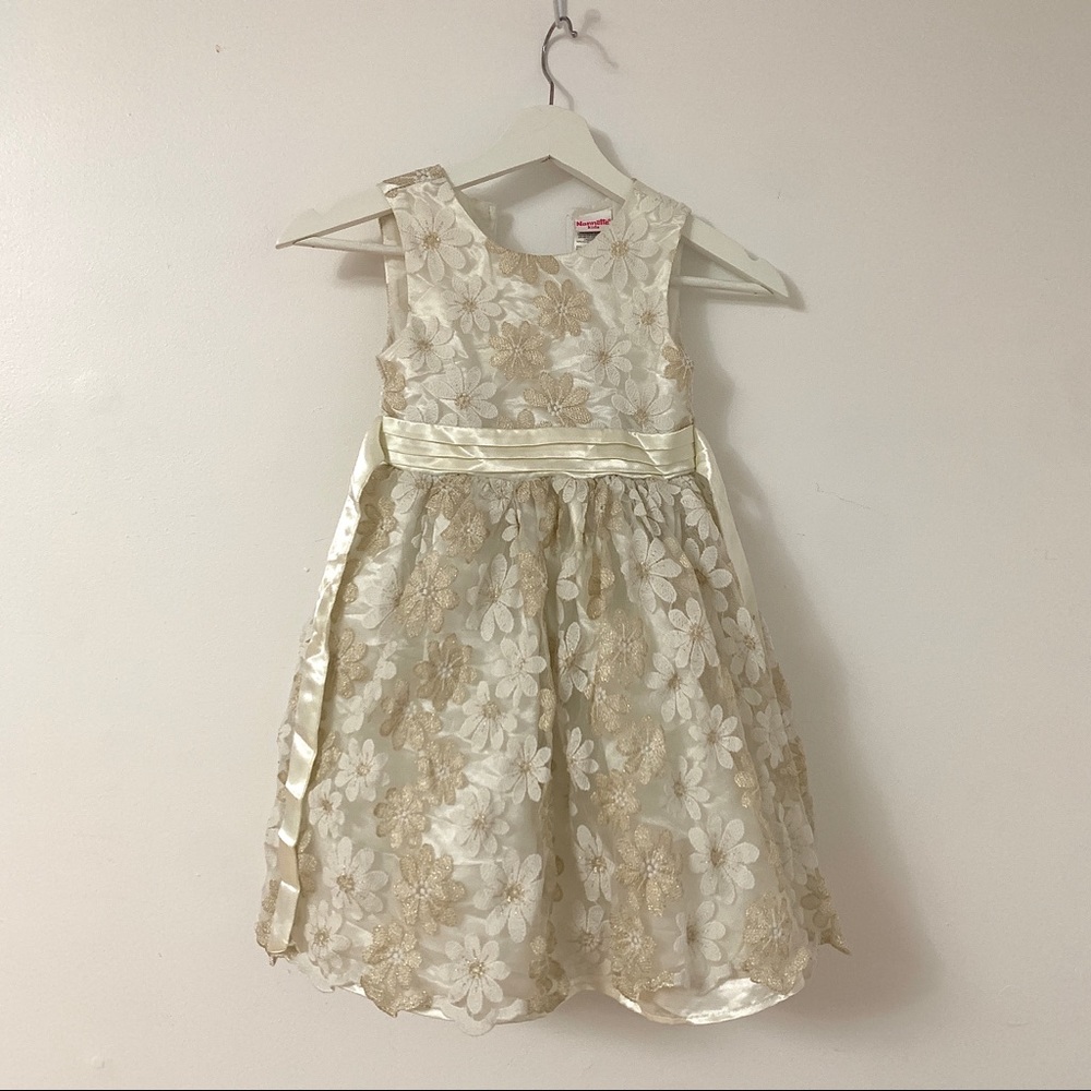 Girls White and Gold Dress
